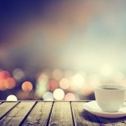 coffee on table in the night city