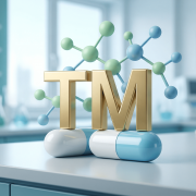 ישום סימני מסחר פארמה - לוגו PHARMA™ עם כדור ומולקולה במעבדה (1)